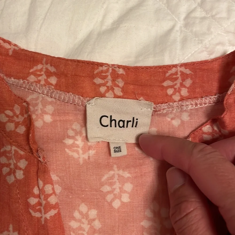 Women's Coral Button Down Shirt - Picture 3 of 11